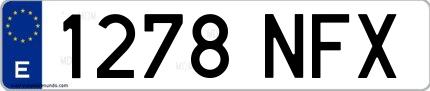 Ejemplo de matrícula española 1278 NFX