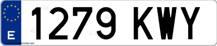 Ejemplo de matrícula de coche ordinaria 1279 KWY