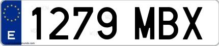 Ejemplo de matrícula española 1279 MBX