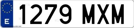 Ejemplo de matrícula española 1279 MXM