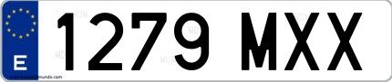 Ejemplo de matrícula española 1279 MXX
