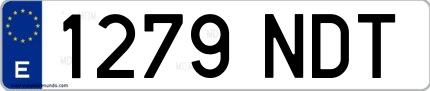 Ejemplo de matrícula española 1279 NDT
