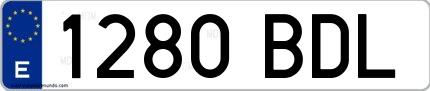 Ejemplo de matrícula española 1280 BDL