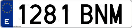 Ejemplo de matrícula de coche ordinaria 1281 BNM