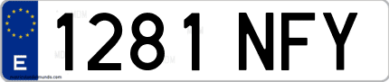 Ejemplo de matrícula de coche ordinaria 1281 NFY
