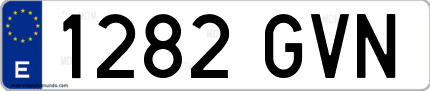 Ejemplo de matrícula de coche ordinaria 1282 GVN