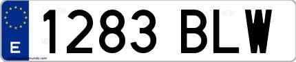 Ejemplo de matrícula española 1283 BLW