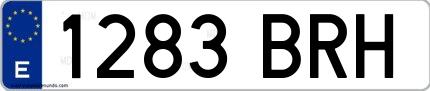 Ejemplo de matrícula española 1283 BRH