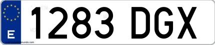 Ejemplo de matrícula española 1283 DGX