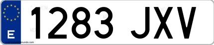 Ejemplo de matrícula española 1283 JXV
