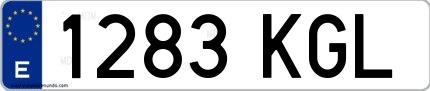 Ejemplo de matrícula española 1283 KGL