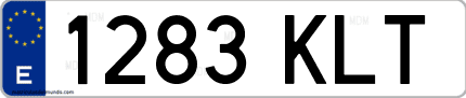 Ejemplo de matrícula de coche ordinaria 1283 KLT
