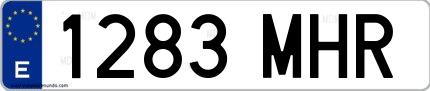Ejemplo de matrícula de coche ordinaria 1283 MHR