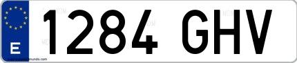 Ejemplo de matrícula española 1284 GHV