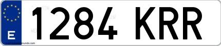 Ejemplo de matrícula española 1284 KRR