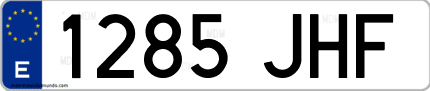 Ejemplo de matrícula de coche ordinaria 1285 JHF