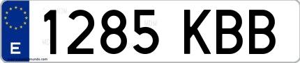 Ejemplo de matrícula española 1285 KBB