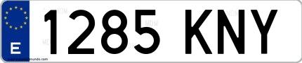 Ejemplo de matrícula de coche ordinaria 1285 KNY
