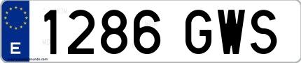 Ejemplo de matrícula española 1286 GWS