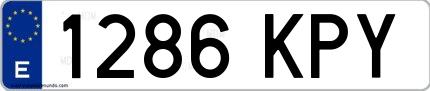 Ejemplo de matrícula española 1286 KPY