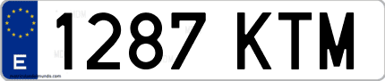 Ejemplo de matrícula de coche ordinaria 1287 KTM
