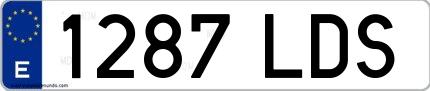 Ejemplo de matrícula española 1287 LDS