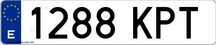 Ejemplo de matrícula española 1288 KPT
