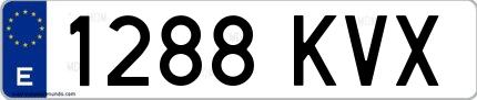 Ejemplo de matrícula española 1288 KVX