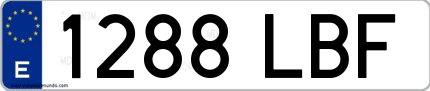 Ejemplo de matrícula española 1288 LBF