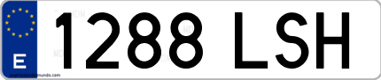 Ejemplo de matrícula de coche ordinaria 1288 LSH