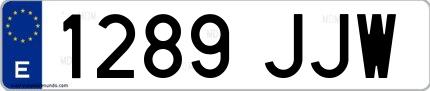 Ejemplo de matrícula española 1289 JJW