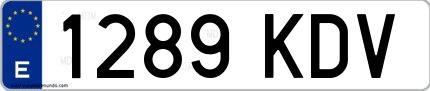 Ejemplo de matrícula de coche ordinaria 1289 KDV