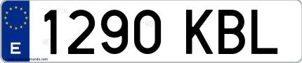 Ejemplo de matrícula española 1290 KBL