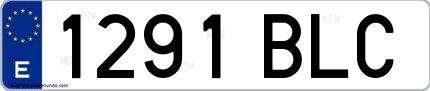 Ejemplo de matrícula de coche ordinaria 1291 BLC