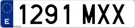 Ejemplo de matrícula de coche ordinaria 1291 MXX