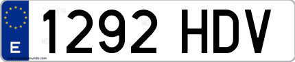 Ejemplo de matrícula de coche ordinaria 1292 HDV