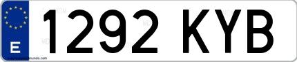 Ejemplo de matrícula española 1292 KYB