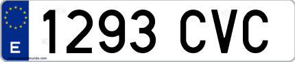 Ejemplo de matrícula de coche ordinaria 1293 CVC