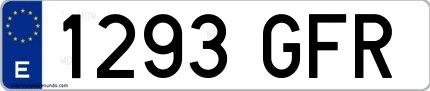 Ejemplo de matrícula española 1293 GFR