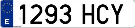 Ejemplo de matrícula española 1293 HCY
