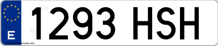 Ejemplo de matrícula de coche ordinaria 1293 HSH