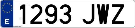 Ejemplo de matrícula española 1293 JWZ