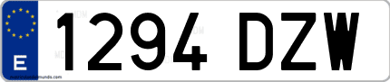 Ejemplo de matrícula de coche ordinaria 1294 DZW