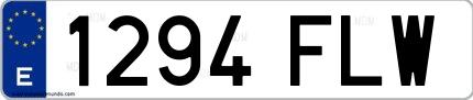 Ejemplo de matrícula española 1294 FLW