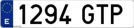 Ejemplo de matrícula de coche ordinaria 1294 GTP