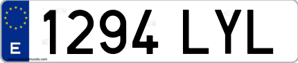Ejemplo de matrícula de coche ordinaria 1294 LYL