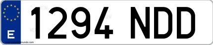 Ejemplo de matrícula española 1294 NDD