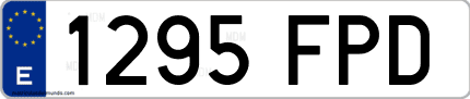 Ejemplo de matrícula de coche ordinaria 1295 FPD