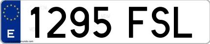 Ejemplo de matrícula de coche ordinaria 1295 FSL