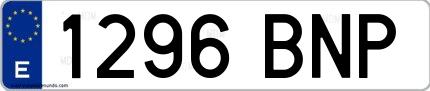 Ejemplo de matrícula española 1296 BNP